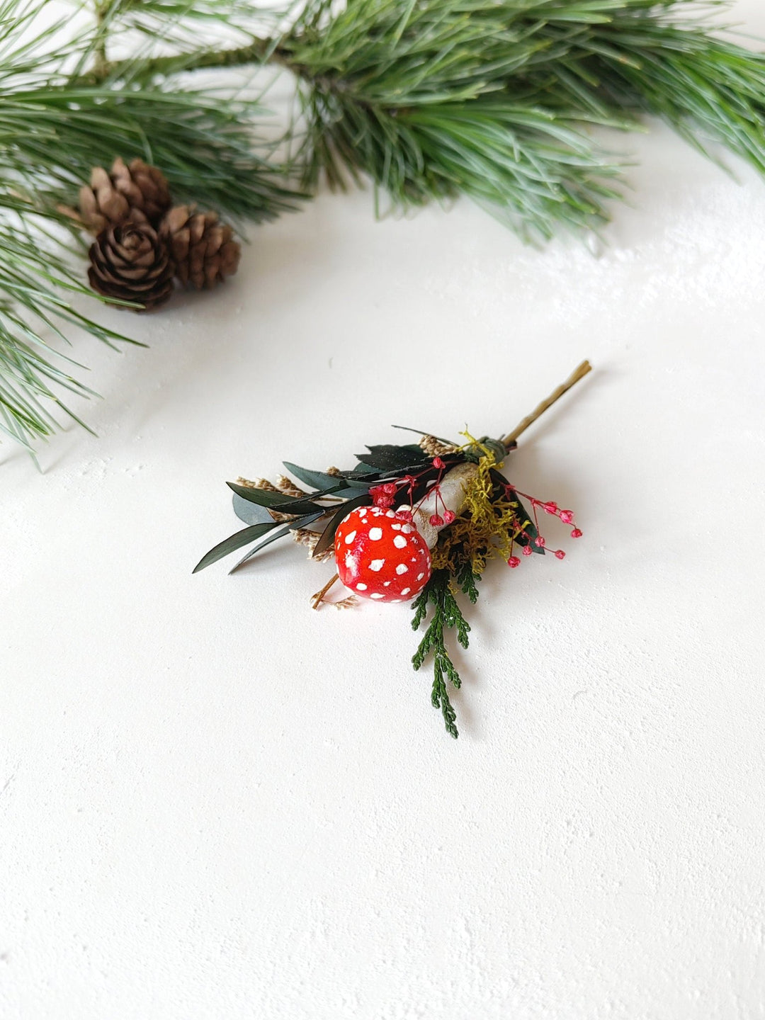 Toadstool Hairpin: Vintage Woodland Flower Headpiece – handmade floral hair accessory by magaela