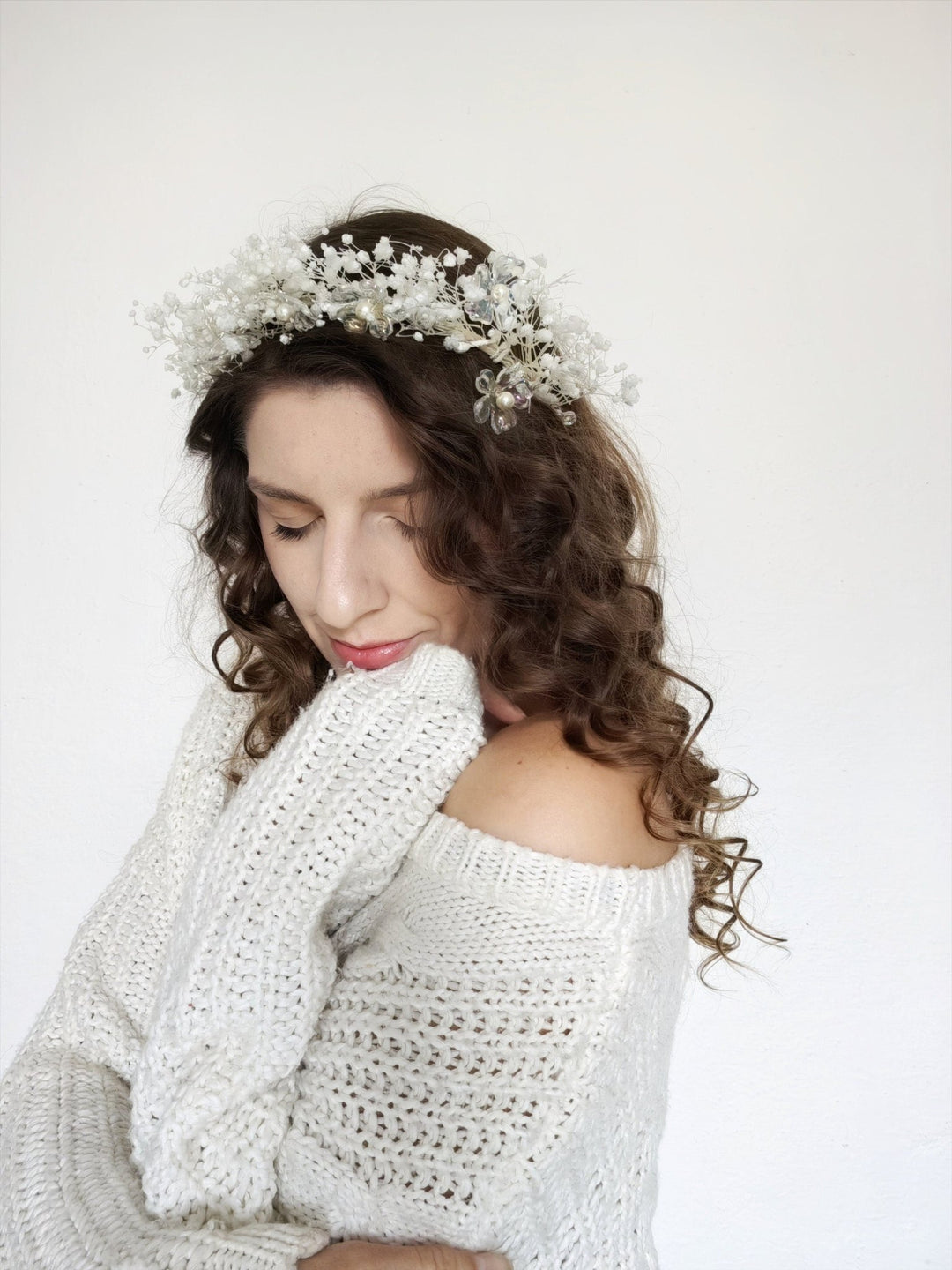 Winter Bridal Crown: Clear Flower Fairy Headband – handmade floral hair accessory by magaela