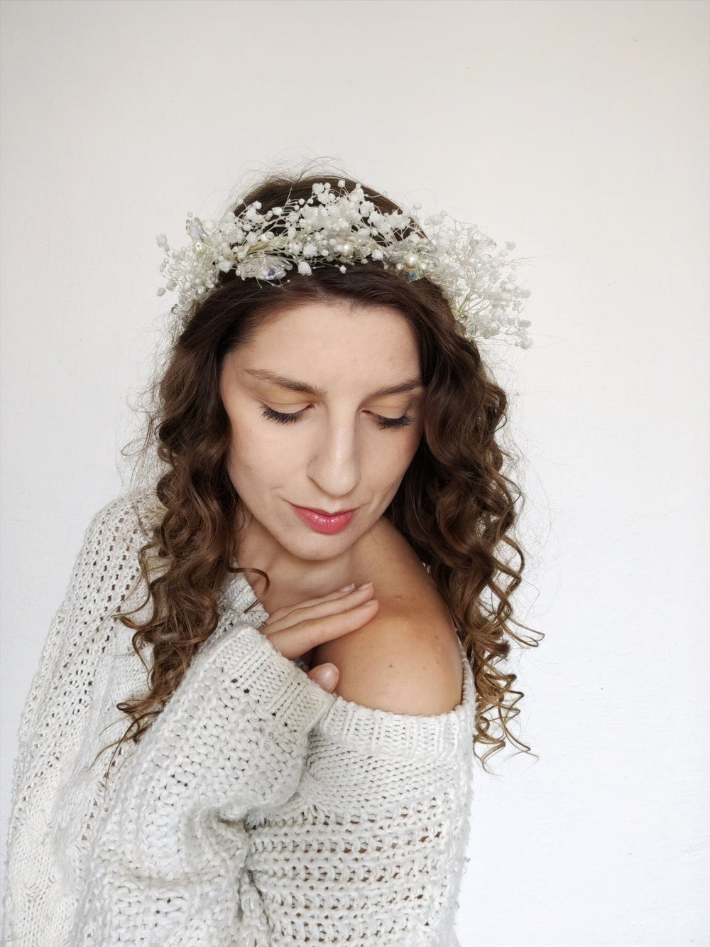 Winter Bridal Crown: Clear Flower Fairy Headband – handmade floral hair accessory by magaela