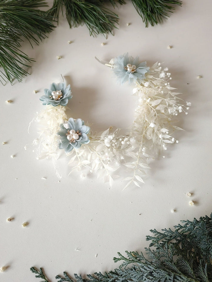 Vintage Bridal Flower Crown: Blue Wedding Headpiece – handmade floral hair accessory by magaela
