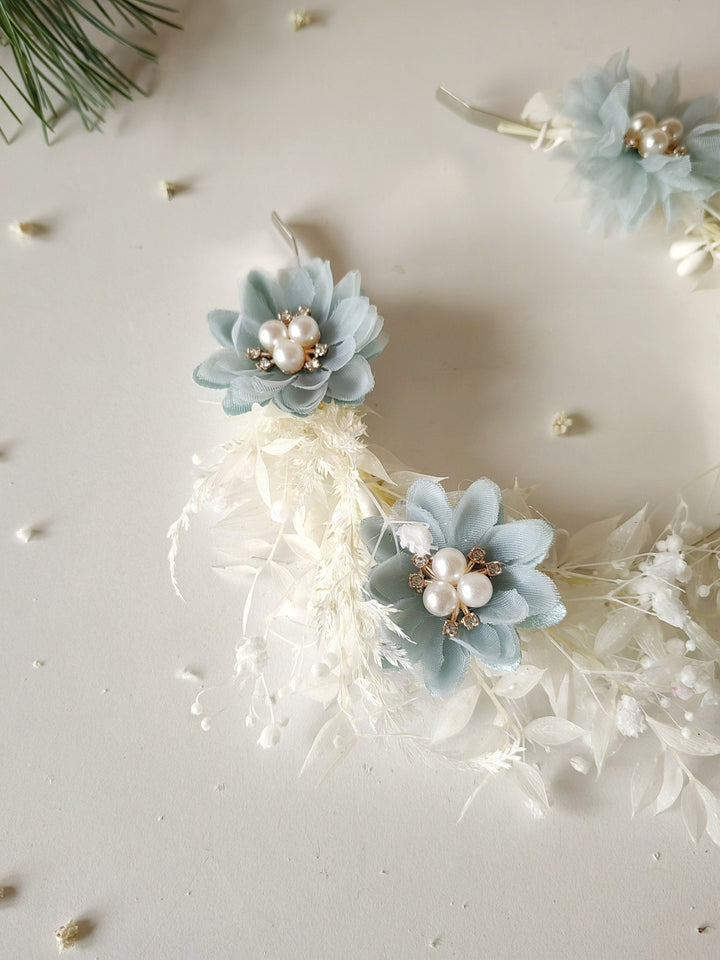 Vintage Bridal Flower Crown: Blue Wedding Headpiece – handmade floral hair accessory by magaela
