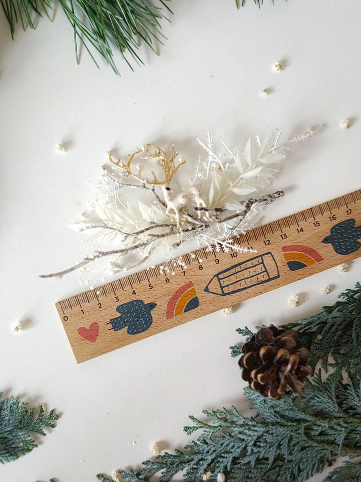 Christmas Doe Brooch: Winter Coat Jewelry, Handmade Design – handmade floral hair accessory by magaela