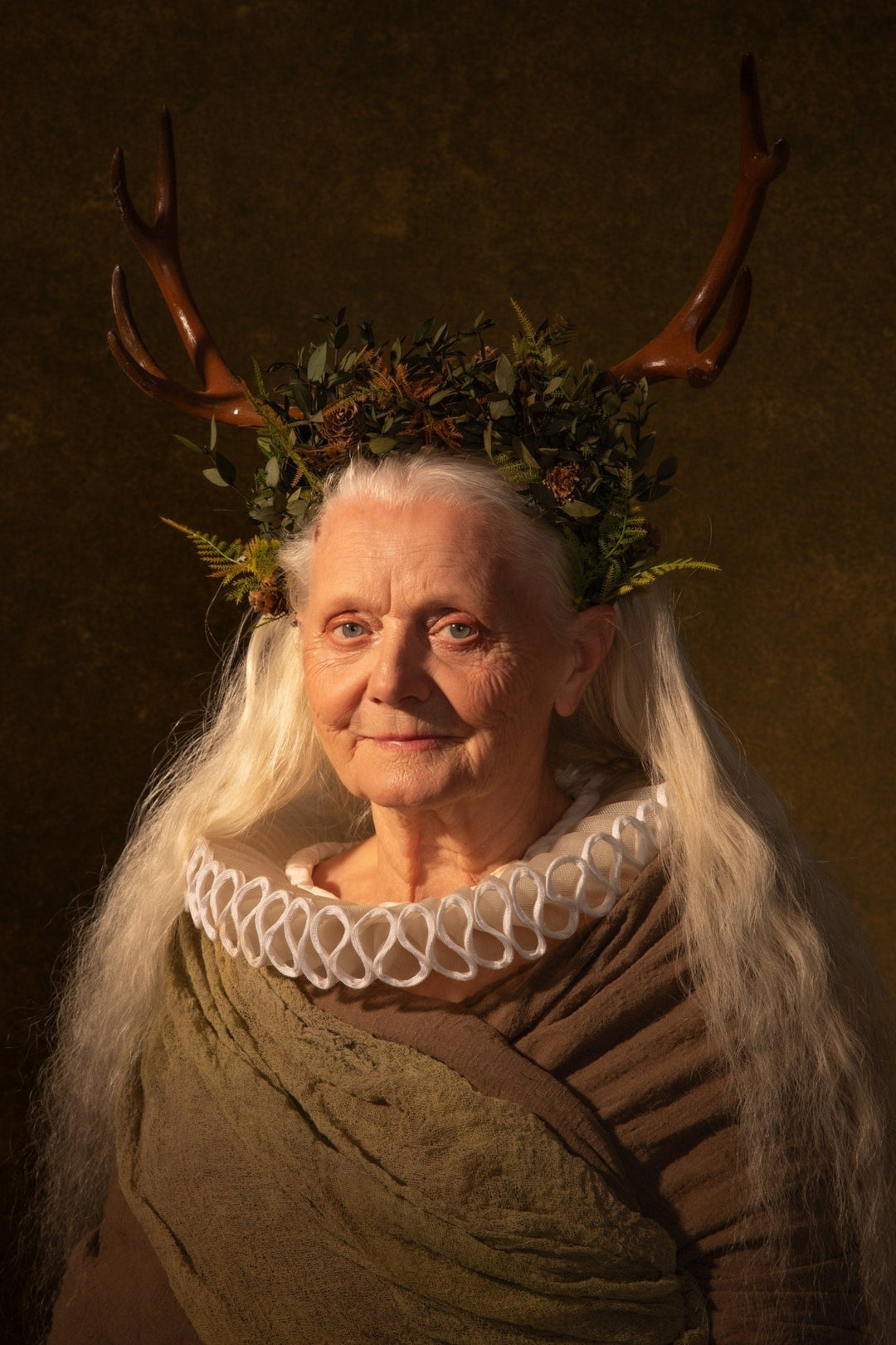 Black Flower Crown with Antlers: Halloween Wedding Headpiece – handmade floral hair accessory by magaela