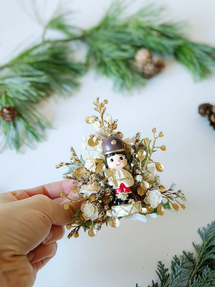 Nutcracker Christmas Brooch: Unique Holiday Jewelry Gift – handmade floral hair accessory by magaela