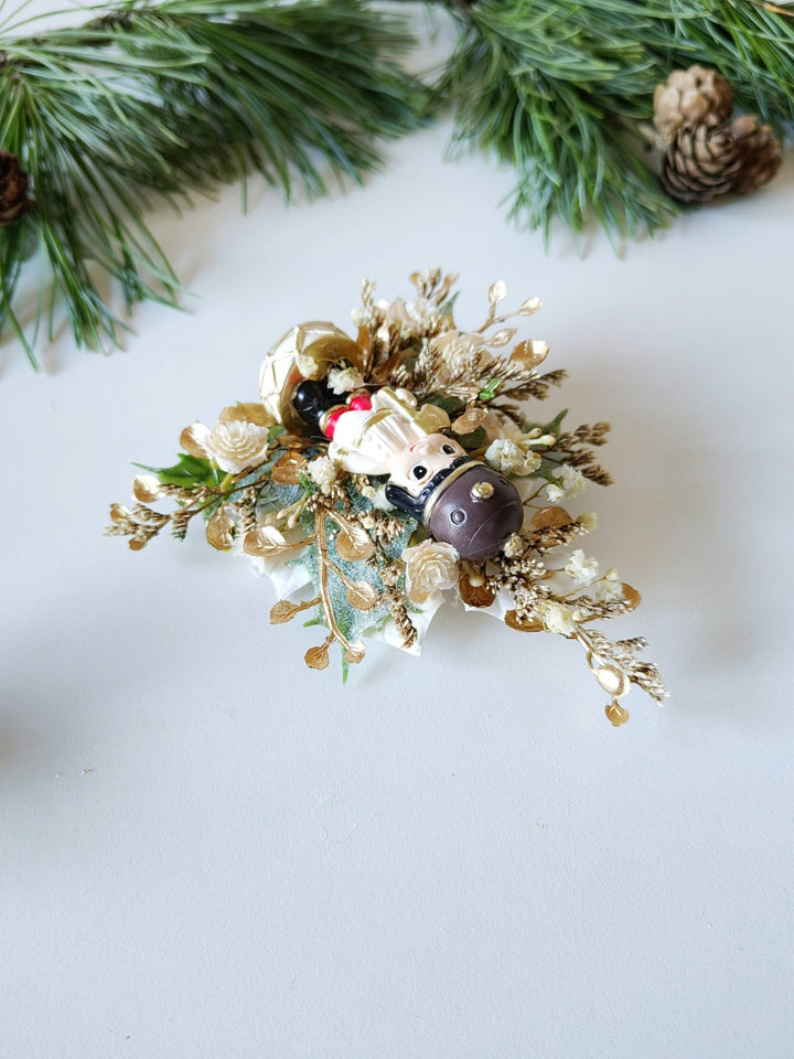 Nutcracker Christmas Brooch: Unique Holiday Jewelry Gift – handmade floral hair accessory by magaela