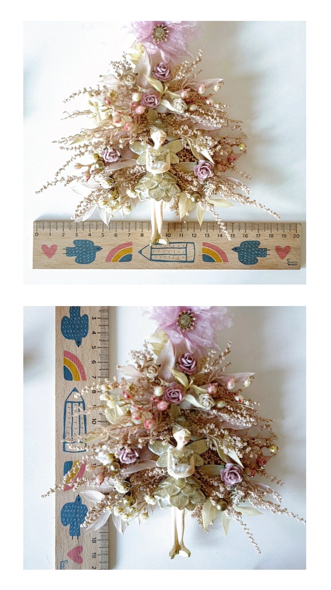Rose Gold Christmas Tree Decoration: Fairycore Ornament – handmade floral hair accessory by magaela