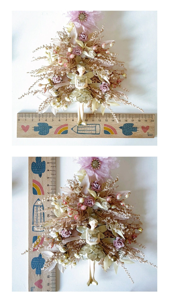 Rose Gold Christmas Tree Decoration: Fairycore Ornament – handmade floral hair accessory by magaela