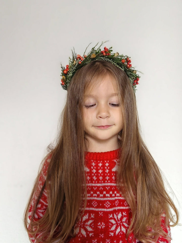 Preserved Flower Christmas Headband: Woodland Fairycore Headpiece – handmade floral hair accessory by magaela