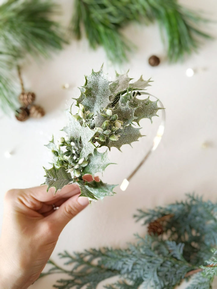 Mistletoe Christmas Headband: Winter Wedding Headpiece – handmade floral hair accessory by magaela