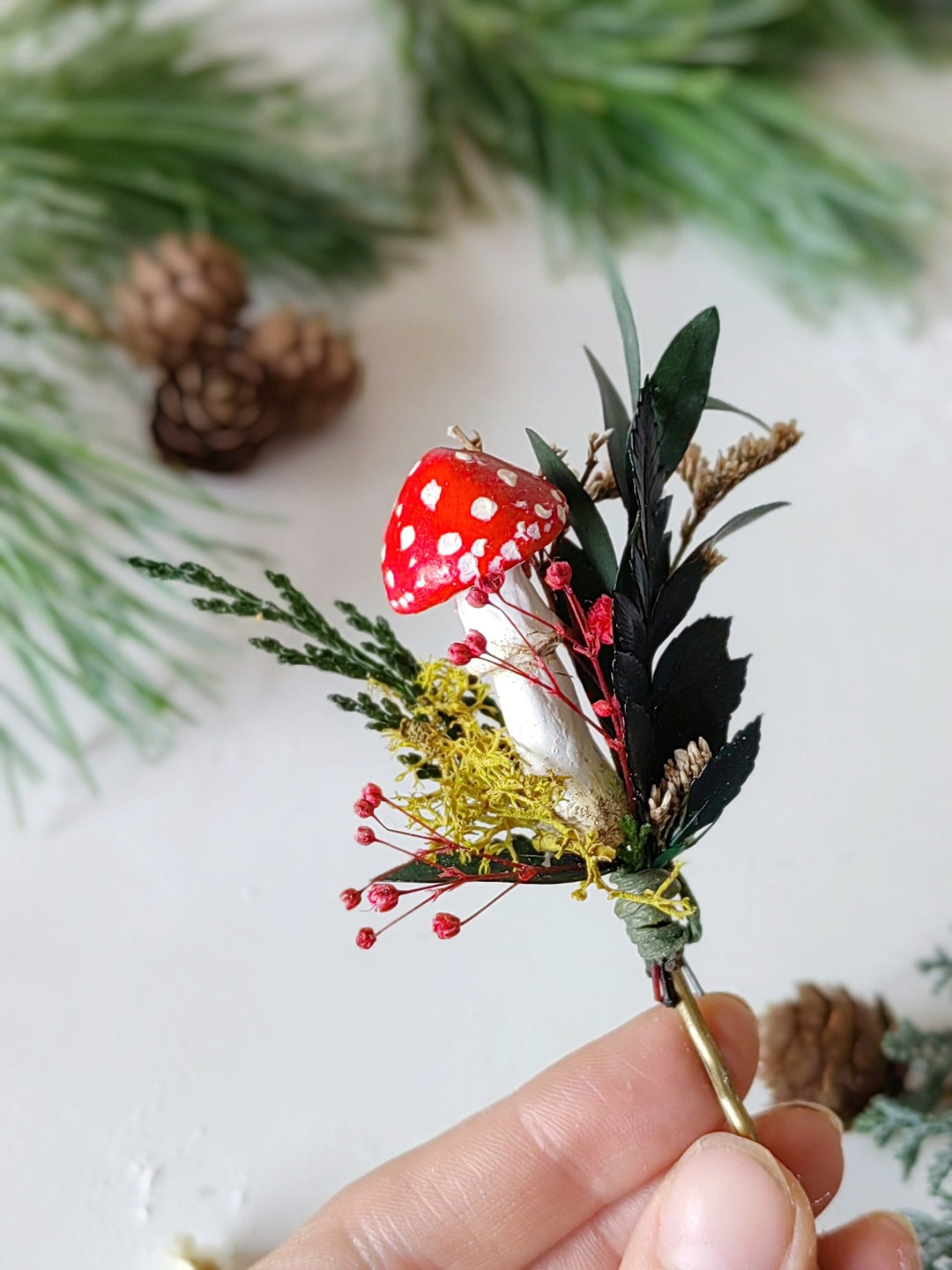 Toadstool Hairpin: Vintage Woodland Flower Headpiece – handmade floral hair accessory by magaela