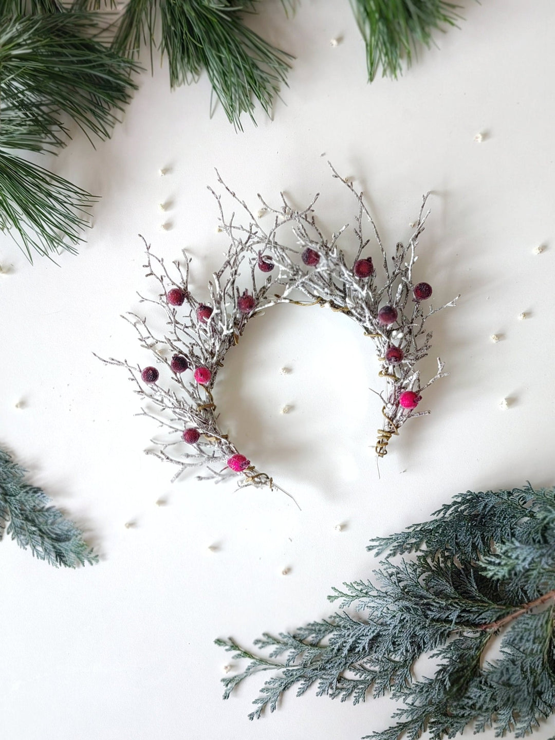 Winter Bridal Crown: Red Berries, Fairytale Wedding Headpiece – handmade floral hair accessory by magaela
