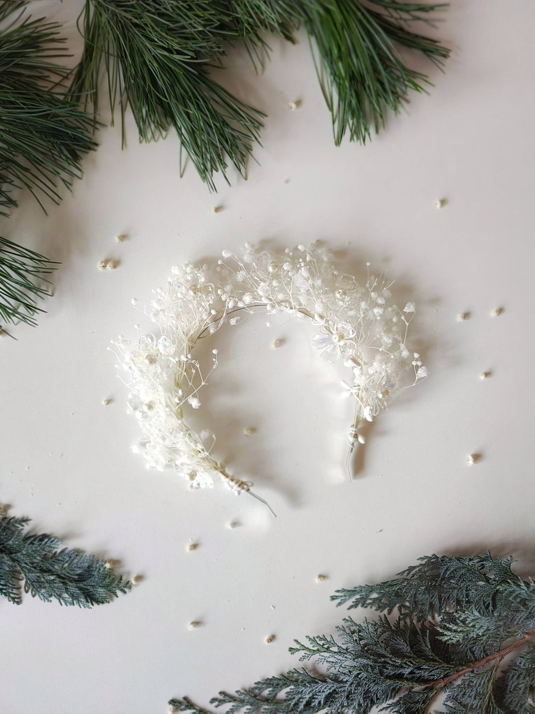 Winter Bridal Crown: Clear Flower Fairy Headband – handmade floral hair accessory by magaela