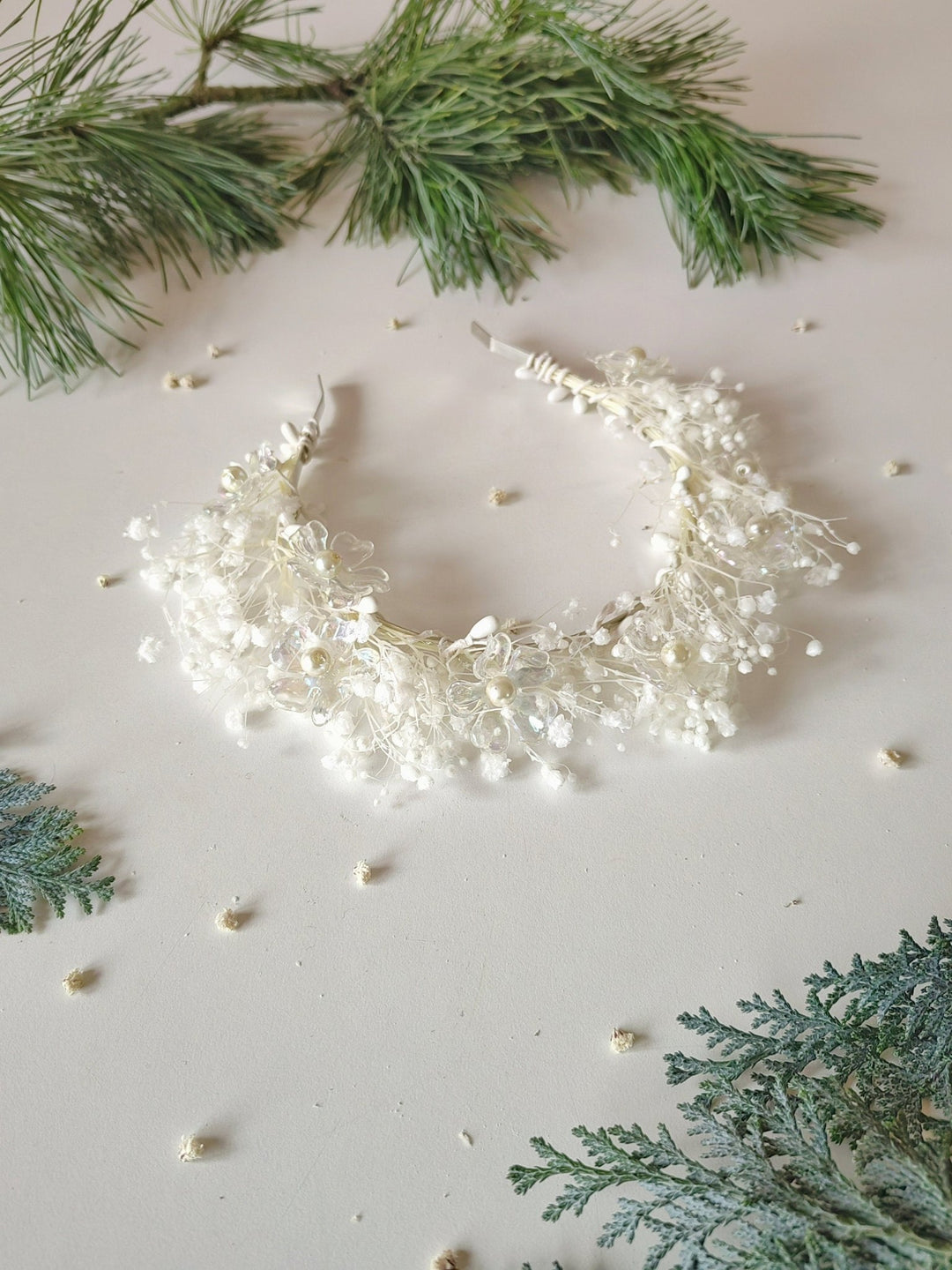 Winter Bridal Crown: Clear Flower Fairy Headband – handmade floral hair accessory by magaela