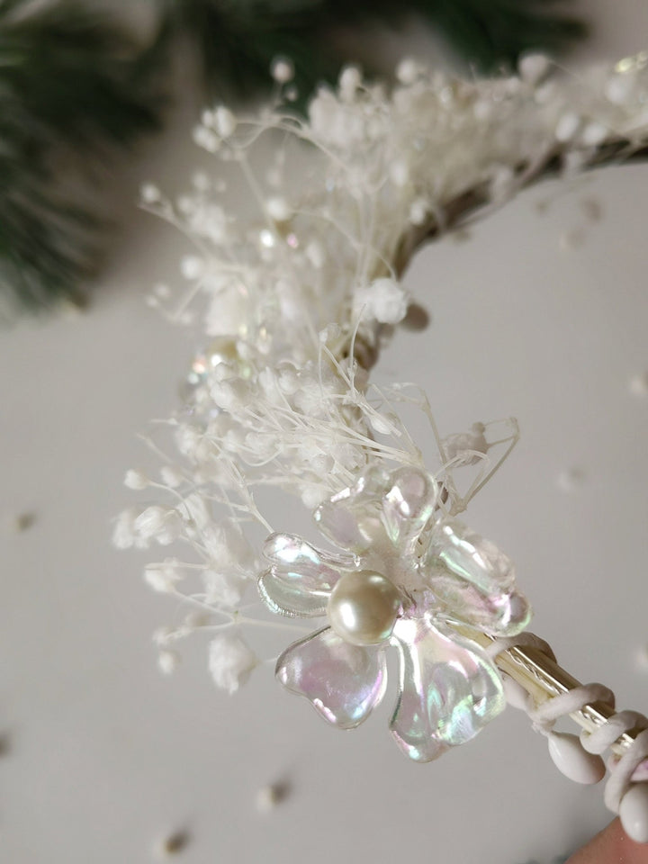 Winter Bridal Crown: Clear Flower Fairy Headband – handmade floral hair accessory by magaela