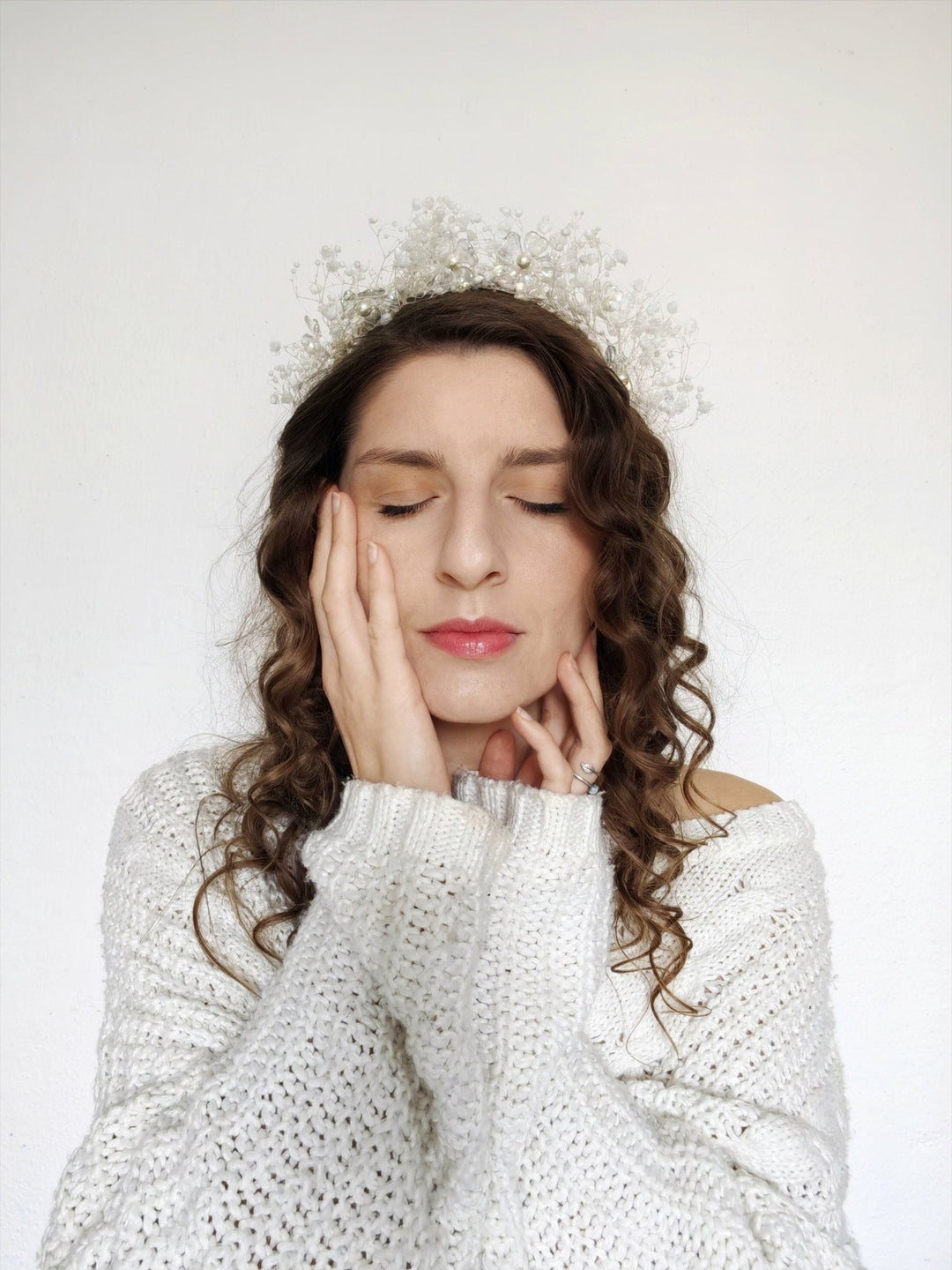 Winter Bridal Crown: Clear Flower Fairy Headband – handmade floral hair accessory by magaela