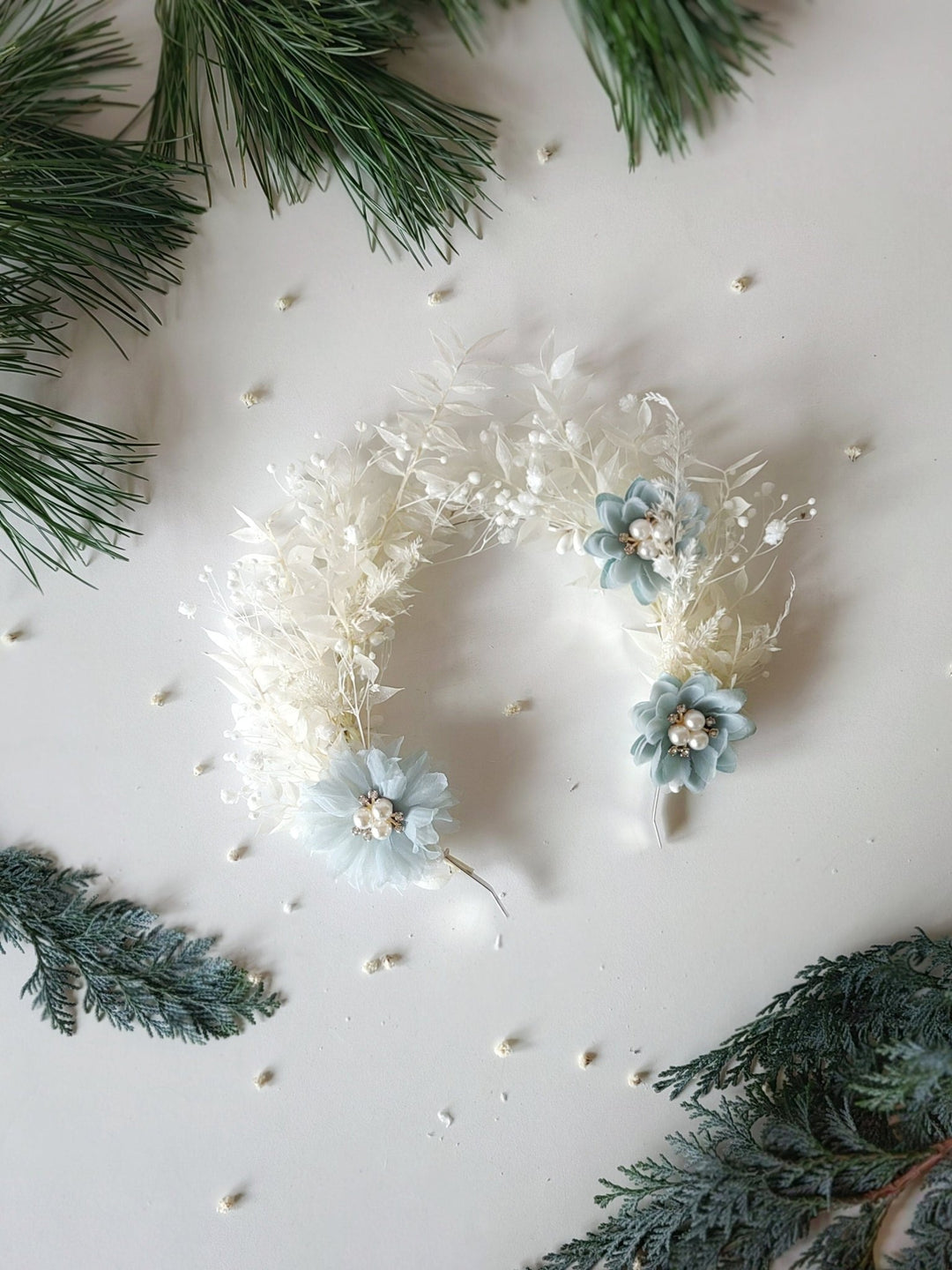 Vintage Bridal Flower Crown: Blue Wedding Headpiece – handmade floral hair accessory by magaela