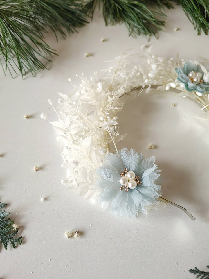 Vintage Bridal Flower Crown: Blue Wedding Headpiece – handmade floral hair accessory by magaela