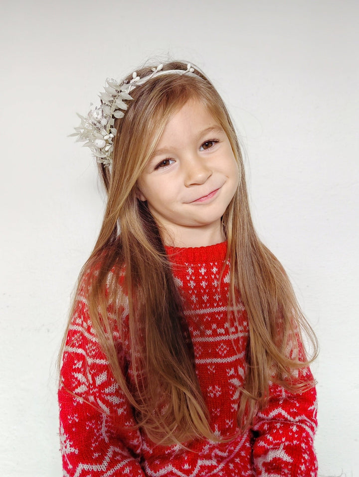 White Flower Winter Headband: Frozen Wedding Hair Accessory – handmade floral hair accessory by magaela