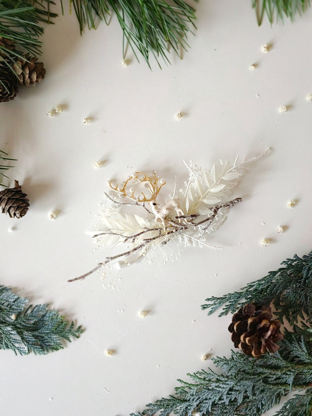 Christmas Doe Brooch: Winter Coat Jewelry, Handmade Design – handmade floral hair accessory by magaela