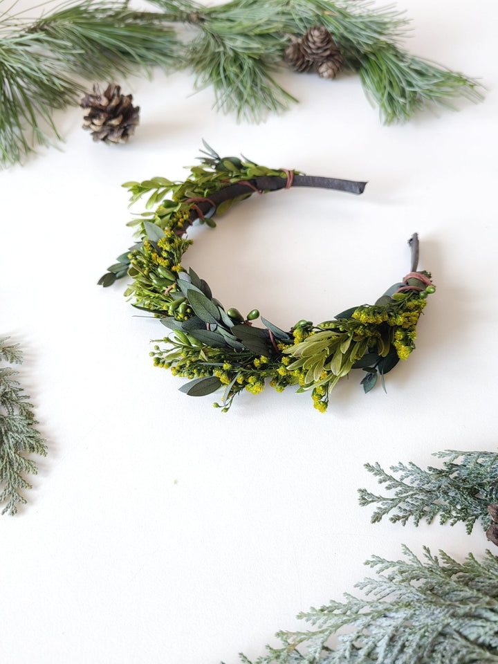 Eucalyptus Flower Crown: Greenery Wedding Headpiece – handmade floral hair accessory by magaela