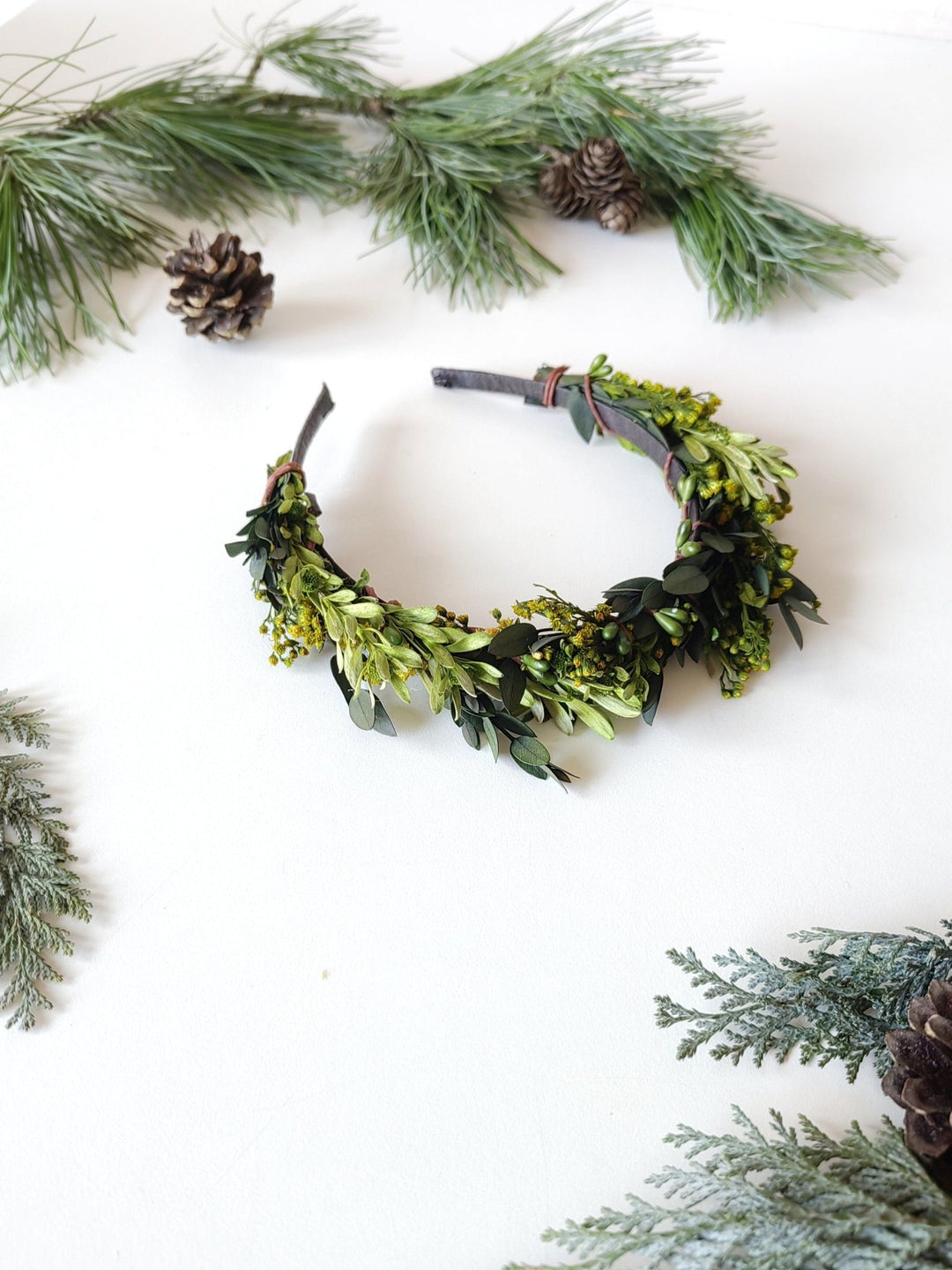 Eucalyptus Flower Crown: Greenery Wedding Headpiece – handmade floral hair accessory by magaela