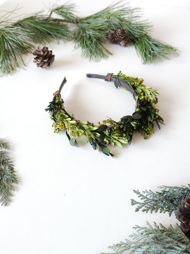 Eucalyptus Flower Crown: Greenery Wedding Headpiece – handmade floral hair accessory by magaela