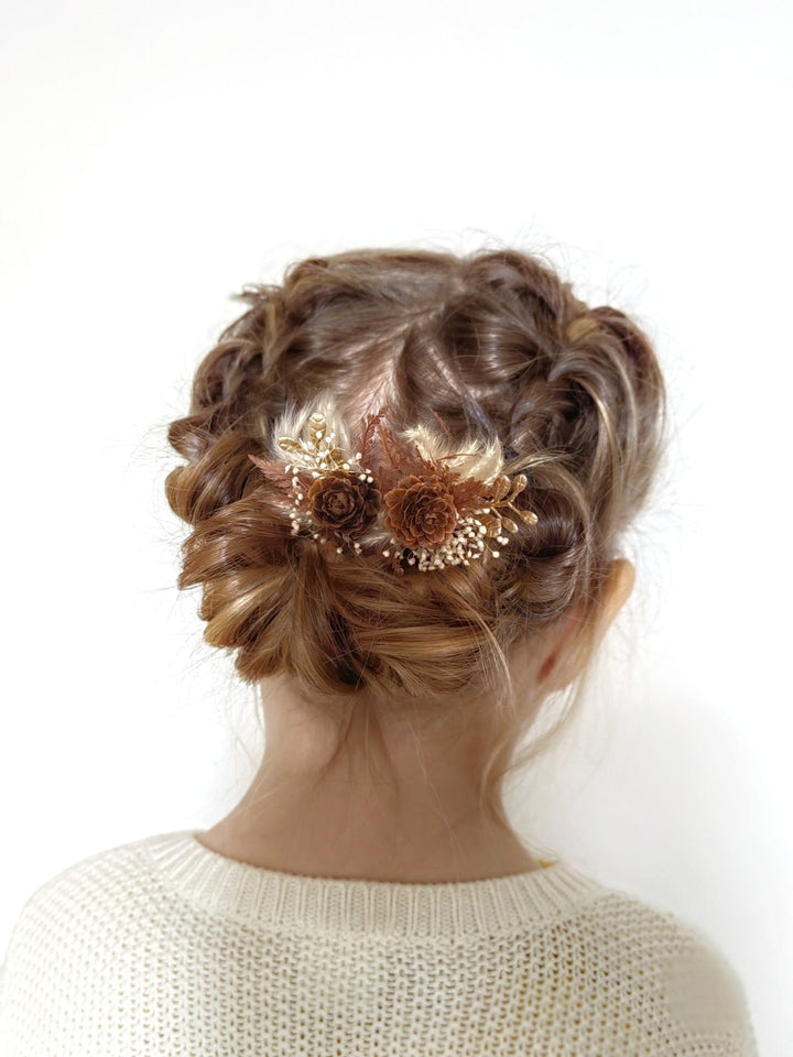 Winter Wedding Hairpins: Pine Cone Flower Hair Accessories – handmade floral hair accessory by magaela