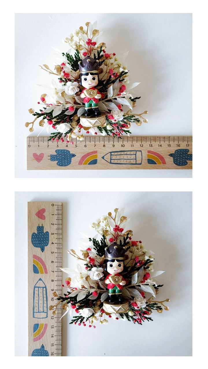 Nutcracker Christmas Brooch – Red Green Holiday Flower Pin | Large Christmas Gift for Her | Handmade Winter Jewelry for Coat or Sweater – handmade floral hair accessory by magaela