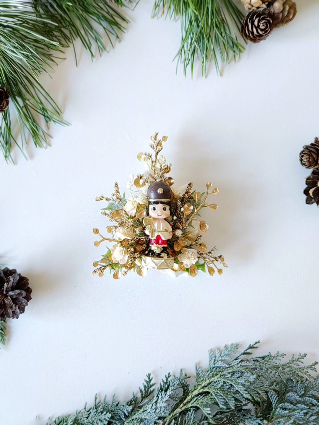 Nutcracker Christmas Brooch: Unique Holiday Jewelry Gift – handmade floral hair accessory by magaela