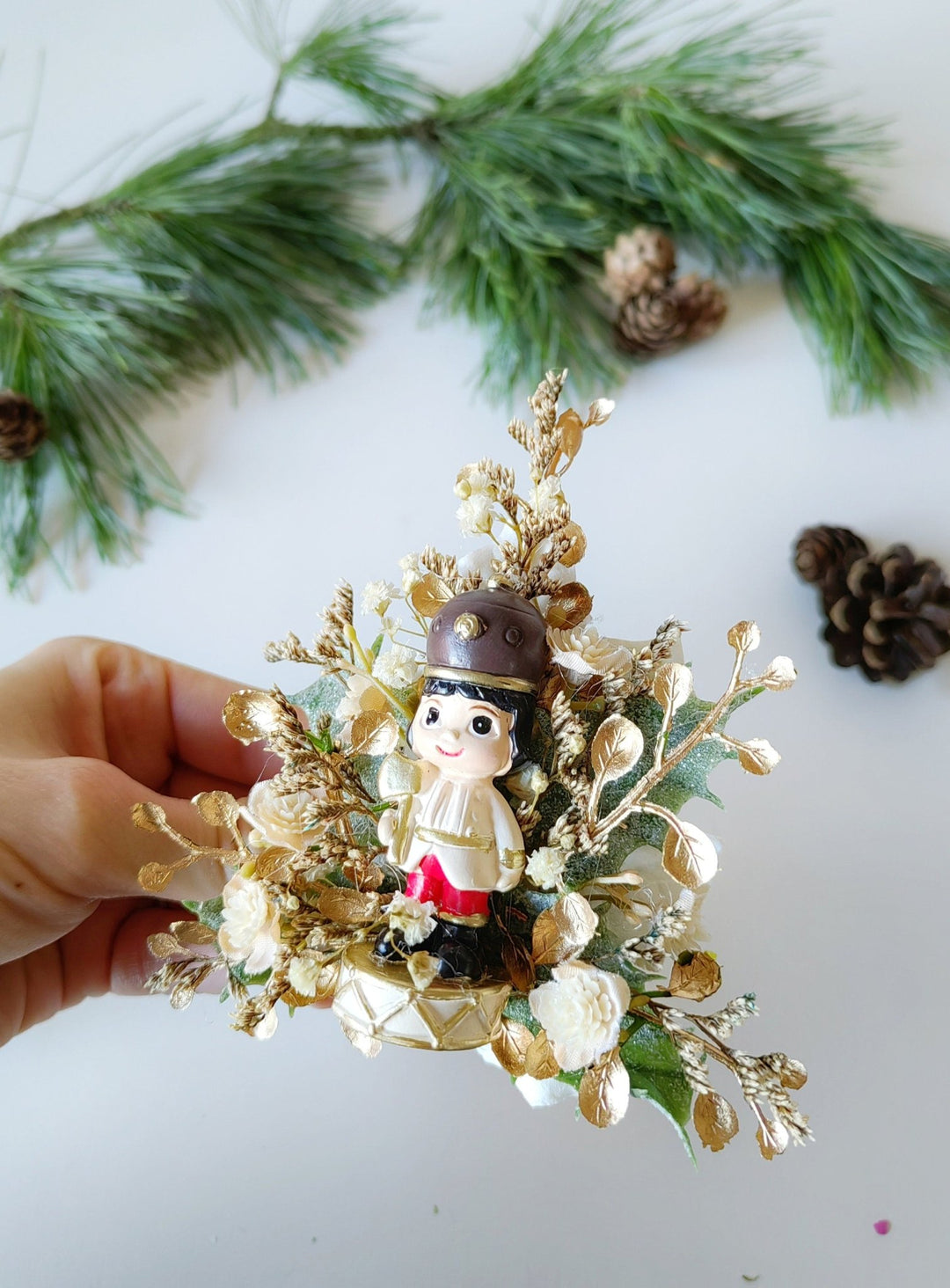 Nutcracker Christmas Brooch: Unique Holiday Jewelry Gift – handmade floral hair accessory by magaela