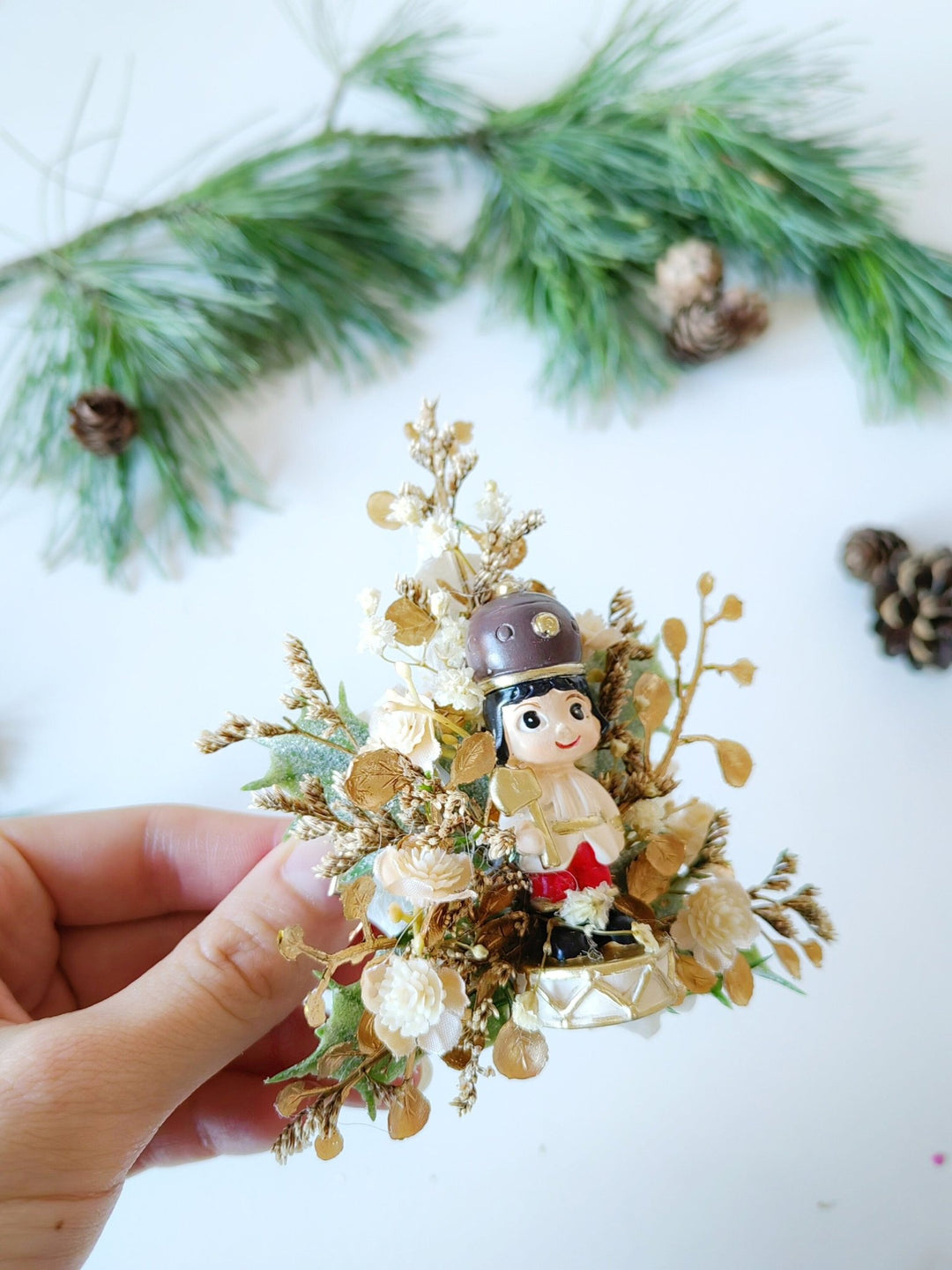 Nutcracker Christmas Brooch: Unique Holiday Jewelry Gift – handmade floral hair accessory by magaela