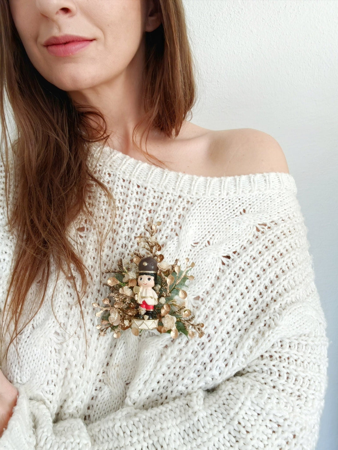 Nutcracker Christmas Brooch: Unique Holiday Jewelry Gift – handmade floral hair accessory by magaela