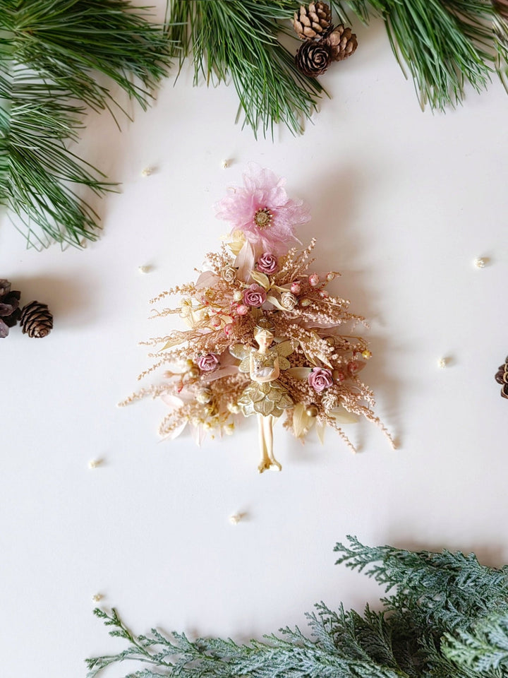 Rose Gold Christmas Tree Decoration: Fairycore Ornament – handmade floral hair accessory by magaela