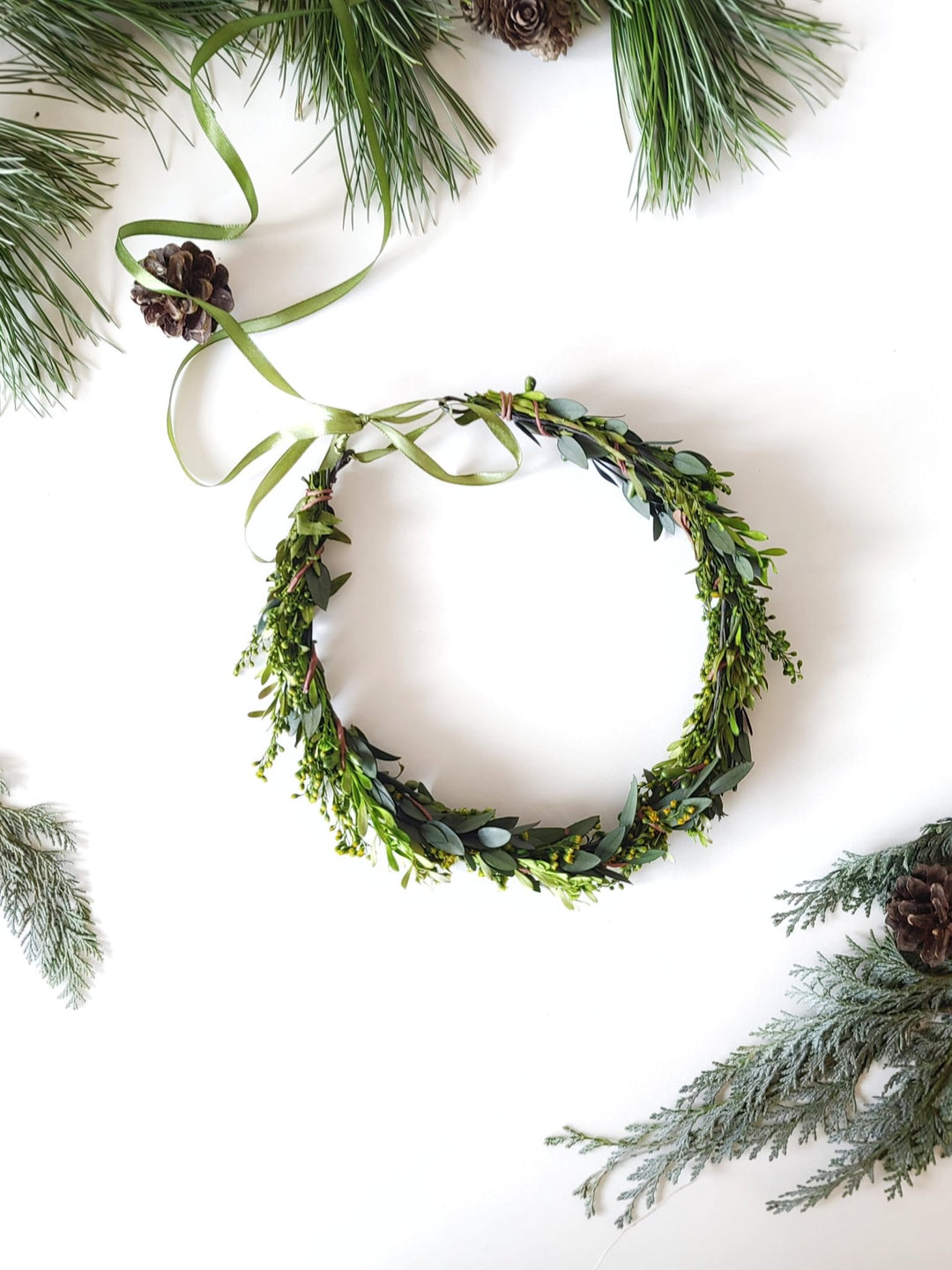 Preserved Greenery Wedding Wreath: Natural Leaf Hair Crown – handmade floral hair accessory by magaela