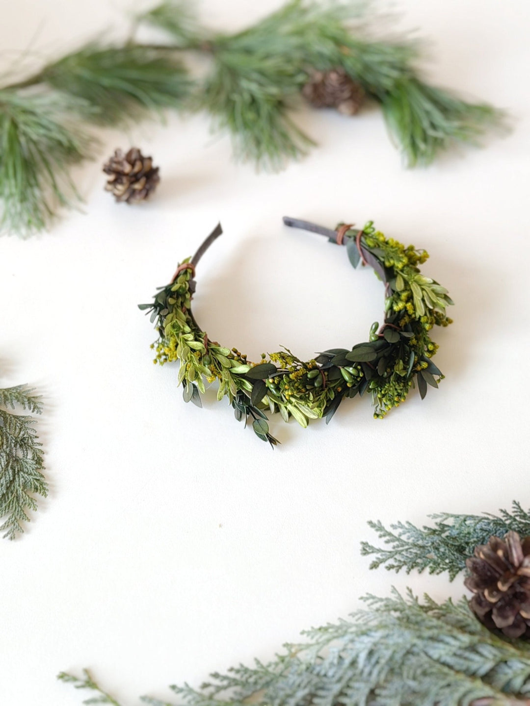 Eucalyptus Flower Crown: Greenery Wedding Headpiece – handmade floral hair accessory by magaela