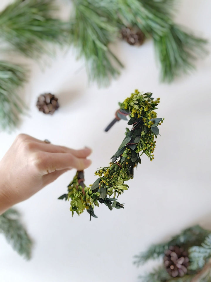 Eucalyptus Flower Crown: Greenery Wedding Headpiece – handmade floral hair accessory by magaela