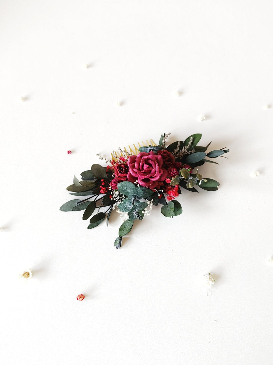 Burgundy Flower Hair Comb: Autumn Wedding Bridal Headpiece – handmade floral hair accessory by magaela