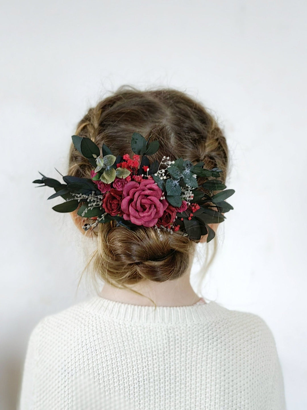 Burgundy Flower Hair Comb: Autumn Wedding Bridal Headpiece – handmade floral hair accessory by magaela