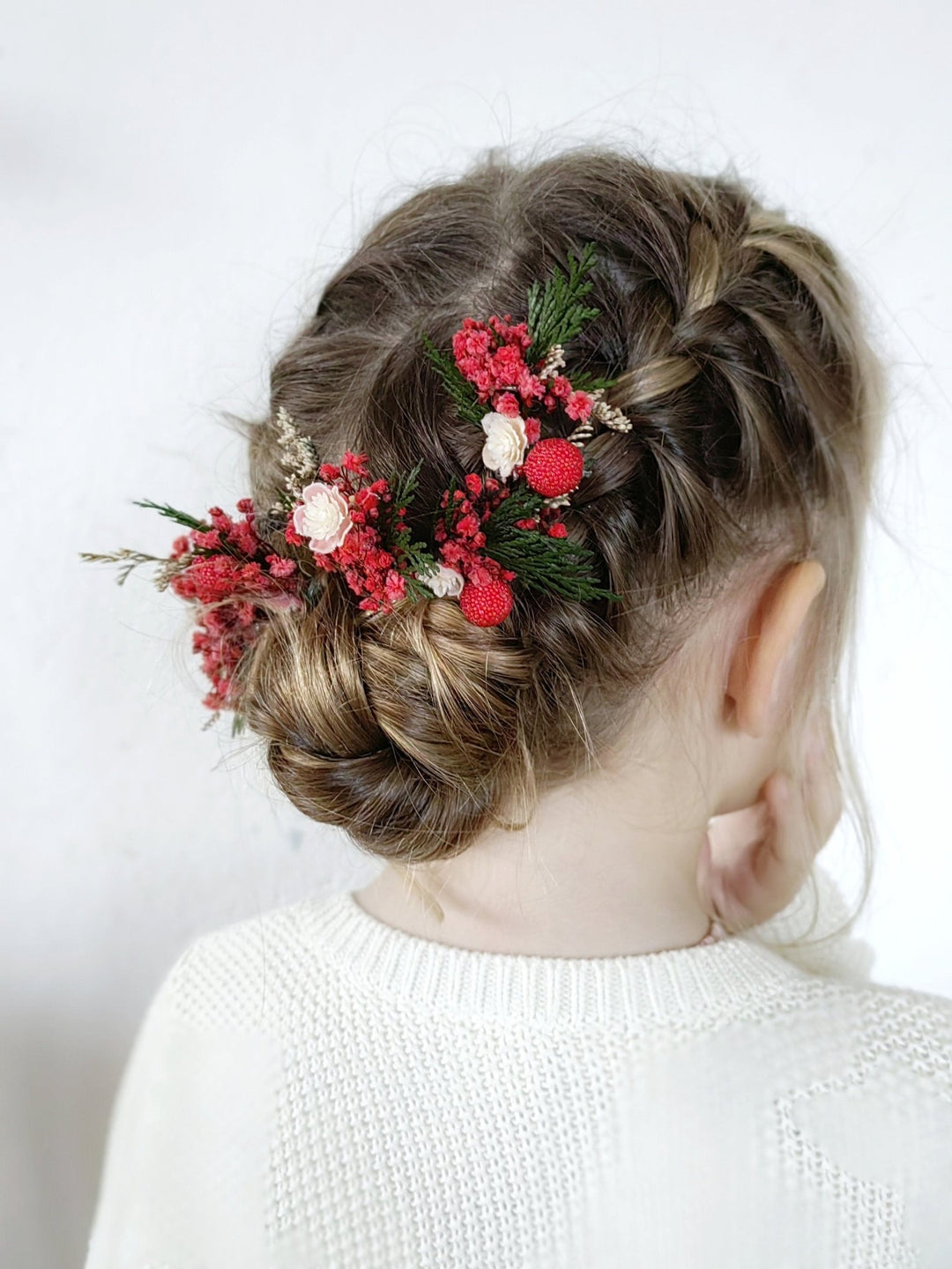 Red Berry Christmas Hairpins: Woodland Wedding Accessories – handmade floral hair accessory by magaela