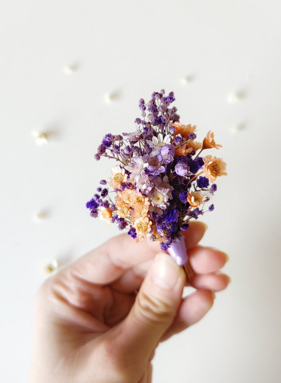 Purple Preserved Flower Boutonniere: Romantic Wedding Lapel – handmade floral hair accessory by magaela