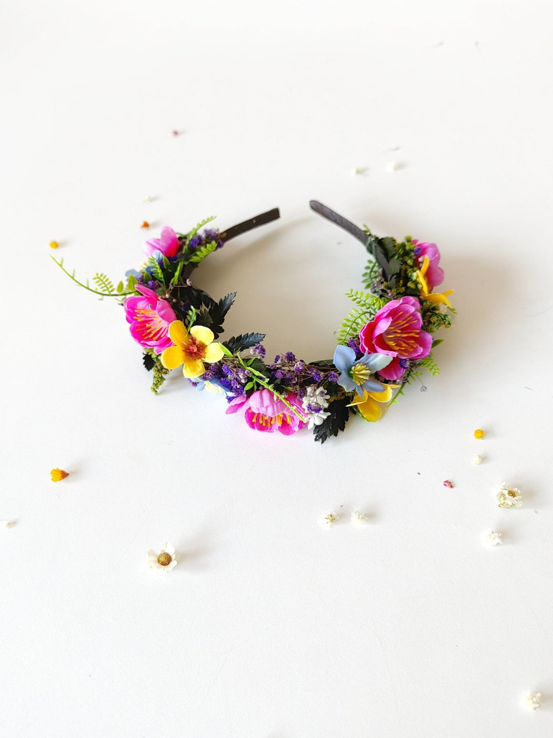 Magenta Flower Headband: Summer Wedding Bridal Headpiece – handmade floral hair accessory by magaela