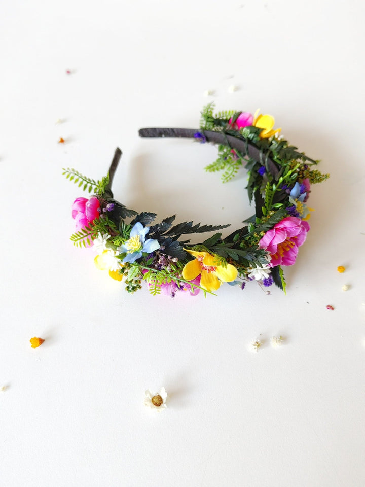 Magenta Flower Headband: Summer Wedding Bridal Headpiece – handmade floral hair accessory by magaela