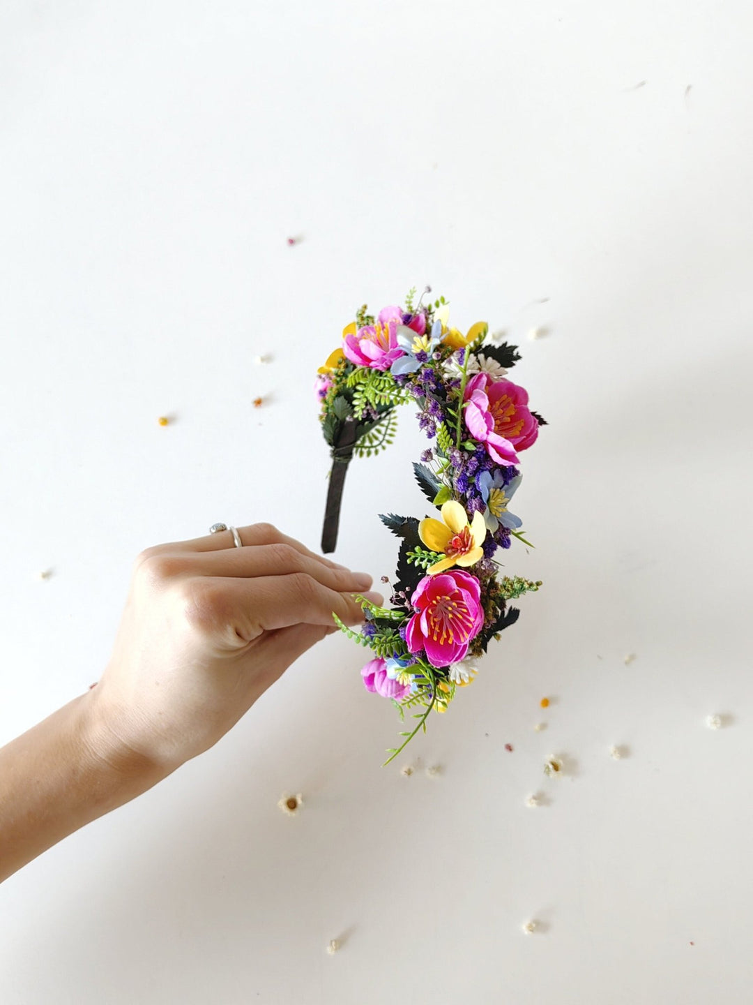 Magenta Flower Headband: Summer Wedding Bridal Headpiece – handmade floral hair accessory by magaela