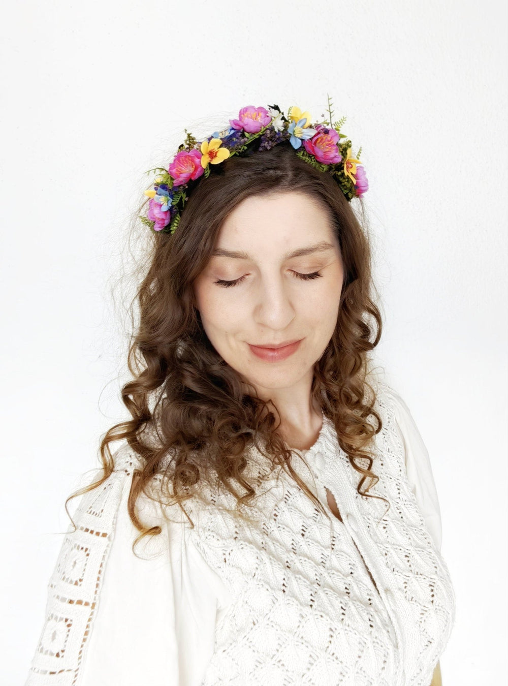 Magenta Flower Headband: Summer Wedding Bridal Headpiece – handmade floral hair accessory by magaela