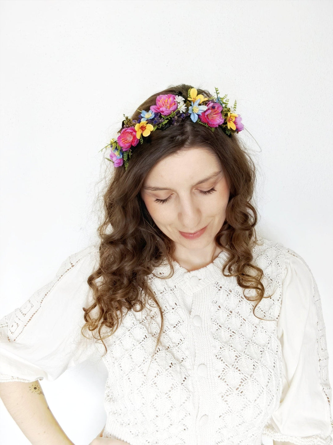 Magenta Flower Headband: Summer Wedding Bridal Headpiece – handmade floral hair accessory by magaela