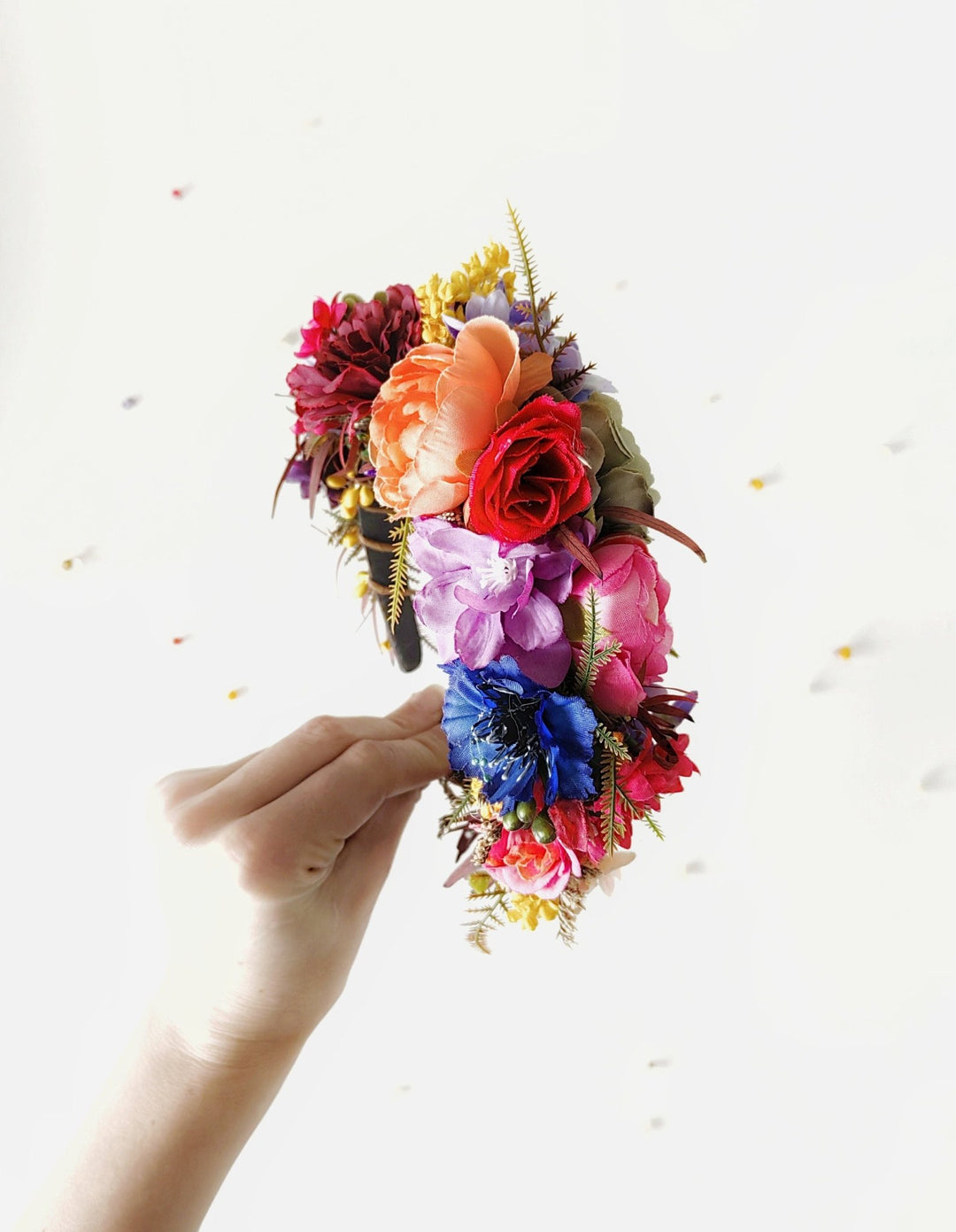 Colorful Floral Headband: Summer Wedding Bridal Headpiece – handmade floral hair accessory by magaela