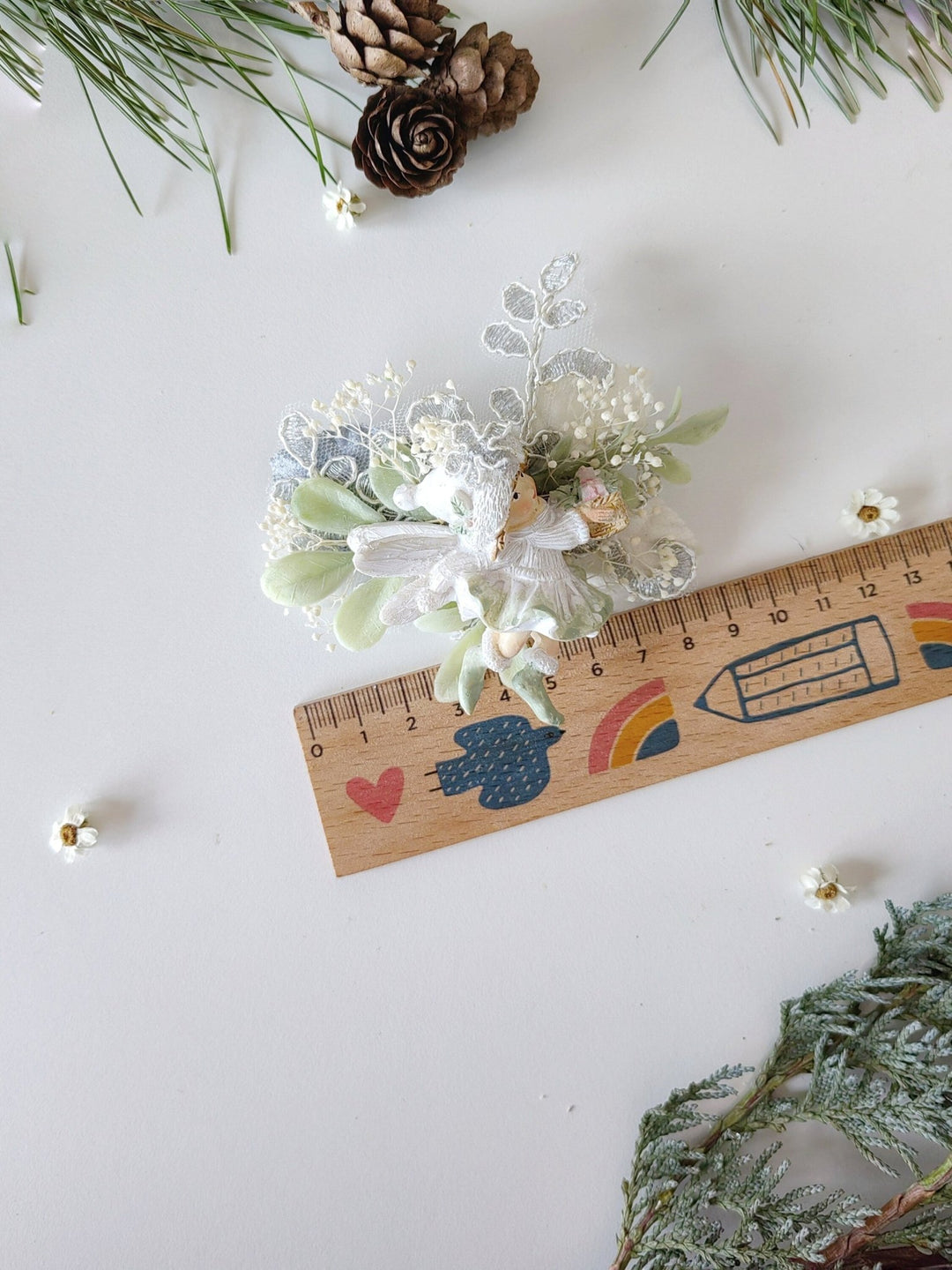 Winter Fairy Brooch: Handmade Christmas Flower Pin – handmade floral hair accessory by magaela