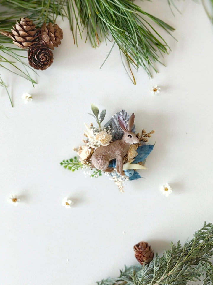 Bunny Brooch: Handmade Rabbit Pin with Flowers – handmade floral hair accessory by magaela