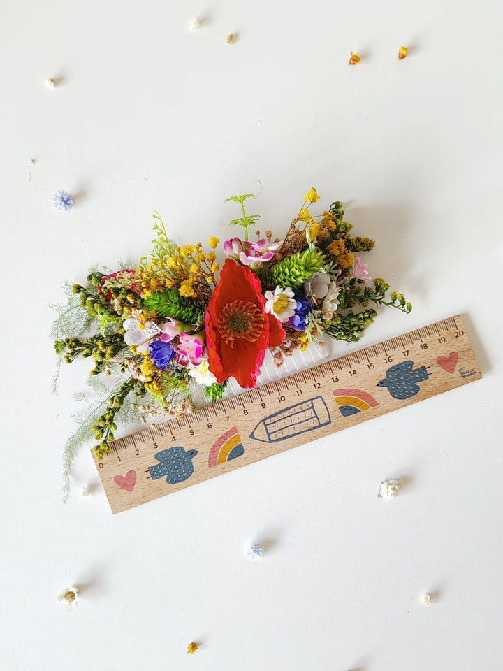 Poppy Flower Hair Comb: Boho Wedding Wildflower Hairpiece – handmade floral hair accessory by magaela