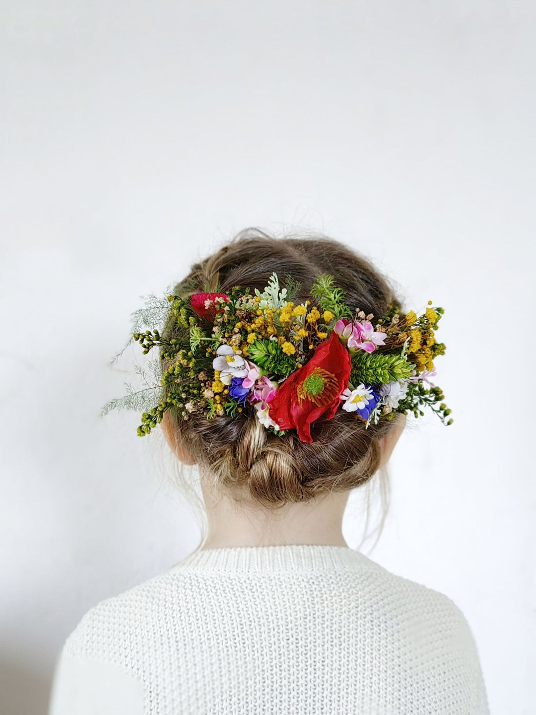Poppy Flower Hair Comb: Boho Wedding Wildflower Hairpiece – handmade floral hair accessory by magaela